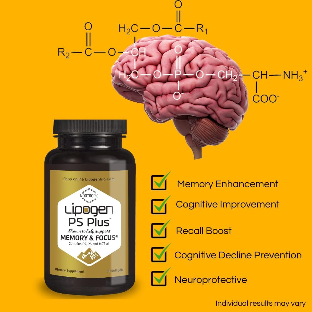 Lipogen PS Plus - Memory and Focus Supplement with Phosphatidylserine - 60 Softgels