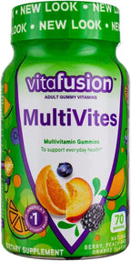 Vitafusion MultiVites Gominolas Multivitamínicas para Adultos, Sabores Berry, Melocotón y Naranja - 70 gominolas, Pack de 2