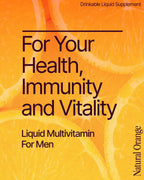 BeMe Multivitamínico Líquido para Hombres - 13 Vitaminas y Minerales - Sobres Monodosis, Sabor Naranja (15 Sobres)