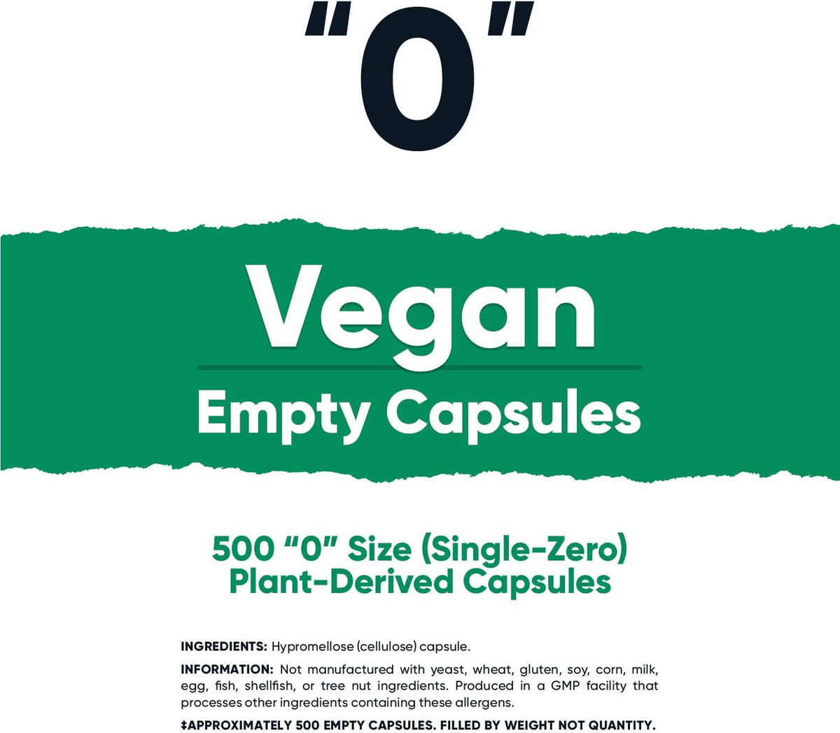 Nutricost Cápsulas Vacías Tamaño 0 Veganas - – Tamaño 0: Capacidad estándar de aproximadamente 500 mg, ideal para – Image 2