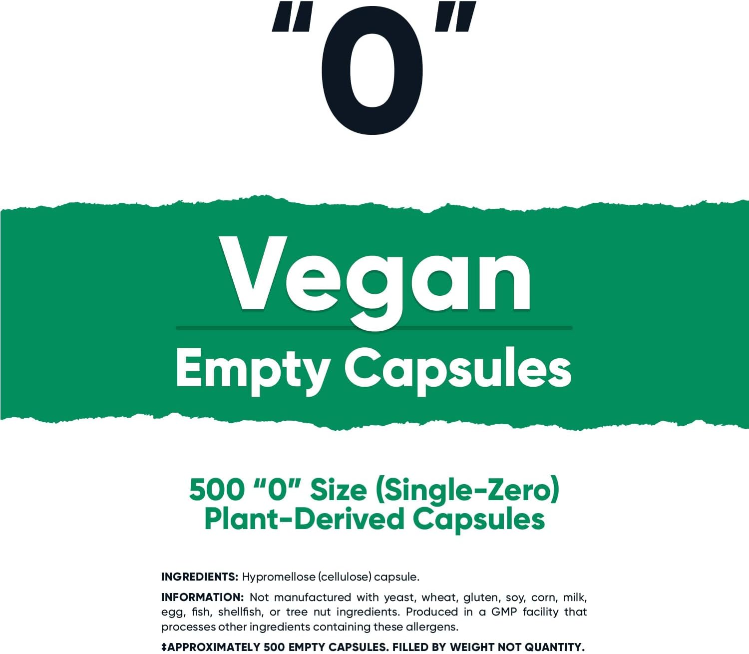 Nutricost Cápsulas Vacías Tamaño 0 Veganas - 500 Cápsulas Transparentes de Origen Vegetal - Certificadas Kosher, Halal, No GMO, Sin Soja, Sin Gluten, Vegetarianas