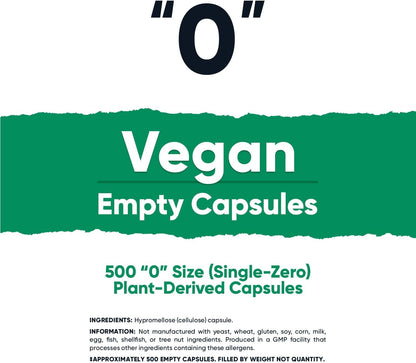 Nutricost Cápsulas Vacías Tamaño 0 Veganas - – Tamaño 0: Capacidad estándar de aproximadamente 500 mg, ideal para – Image 2