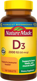 Nature Made Vitamina D3 2000 UI (50 mcg) con Calcio, 100 Comprimidos