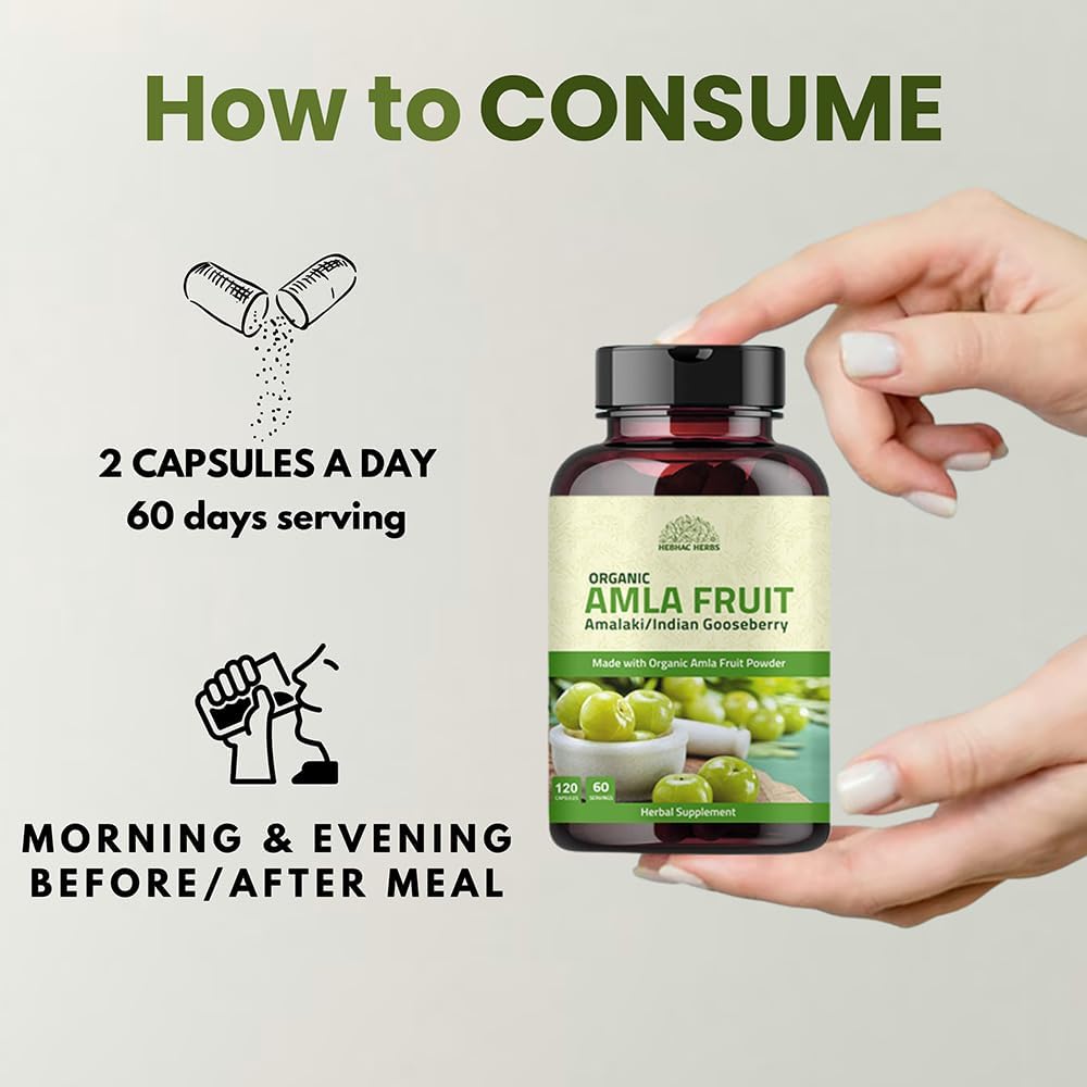 Amla Cápsulas Orgánicas (Phyllanthus Emblica) – 120 Cápsulas | Superalimento Antioxidante Natural