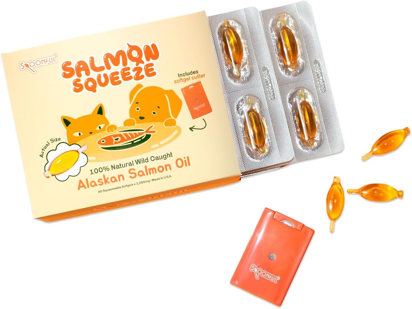 Spoonful Salmon Squeeze - Aceite de Salmón Salvaje de Alaska 2000 mg, 60 perlas