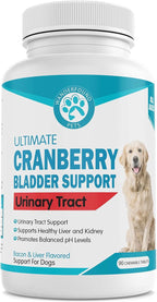 Wanderfound Pets Ultimate Cranberry – Apoyo para la vejiga e infecciones urinarias en perros – 90 comprimidos masticables sabor bacon e hígado