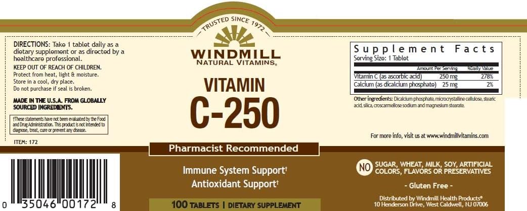 Windmill Vitamina C 250 mg, 100 Comprimidos