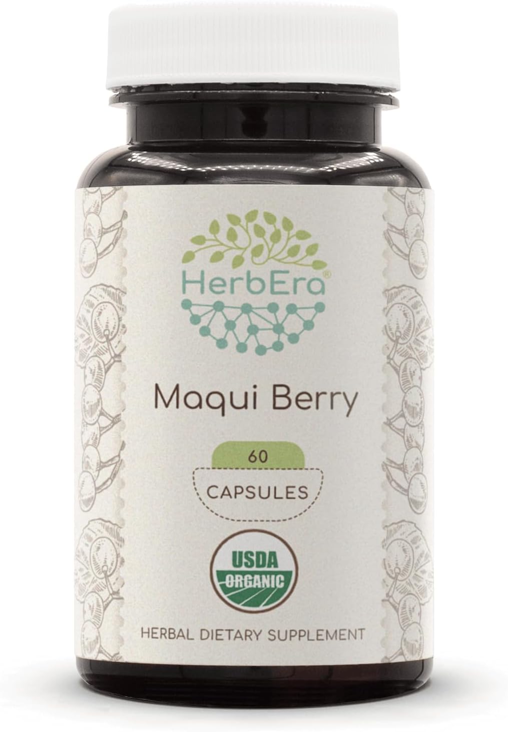 HerbEra Maqui Berry - 60 Cápsulas, 500 mg, USDA Orgánico
