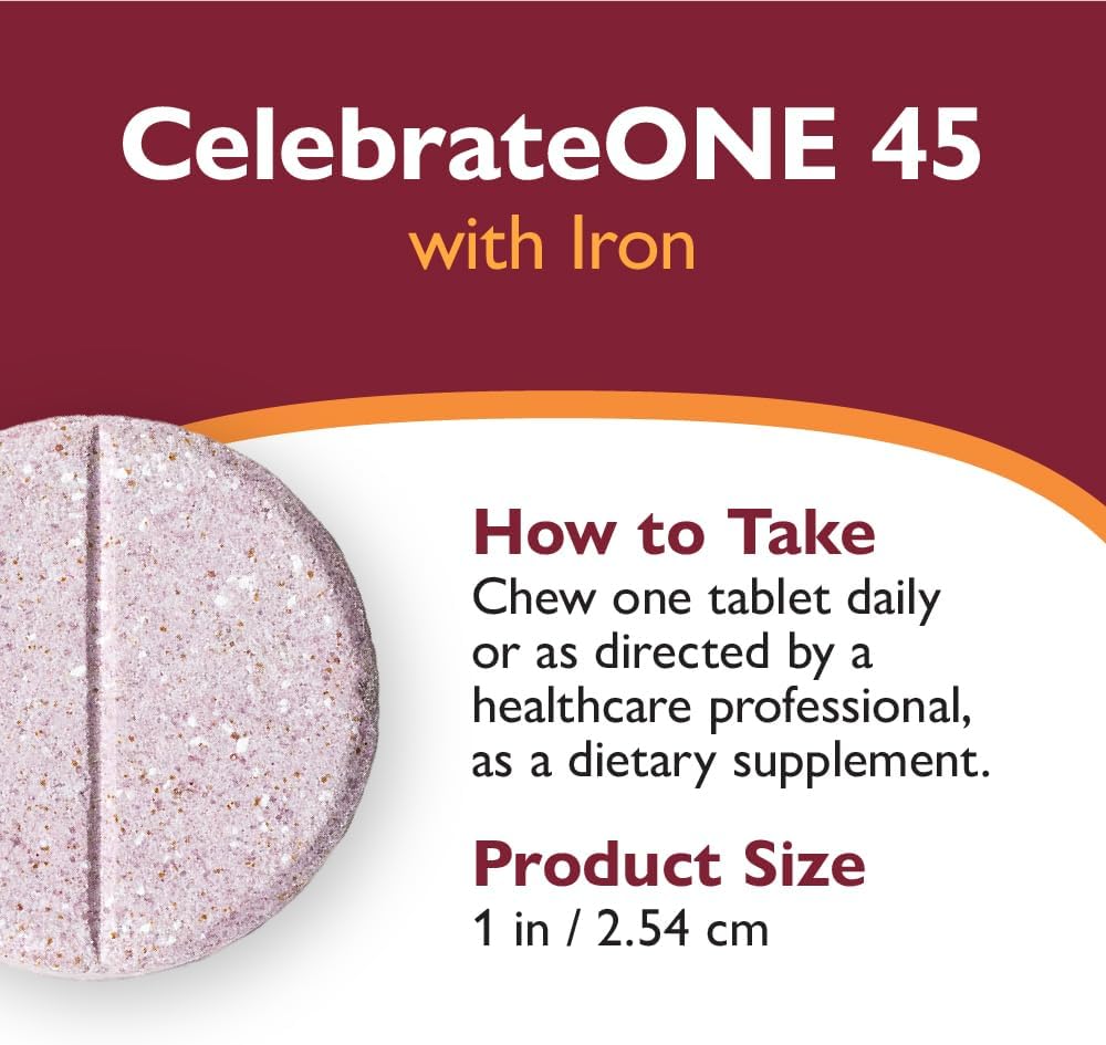 CelebrateONE 45 Multivitamínico Bariátrico con Hierro (45 mg) - 30 Comprimibles Sabor Cereza