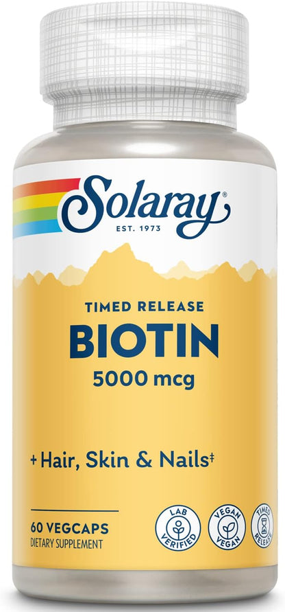 SOLARAY Biotina 5000 mcg - 60 Pastillas de – La biotina contribuye al funcionamiento normal del sistema nervioso. – Image 7