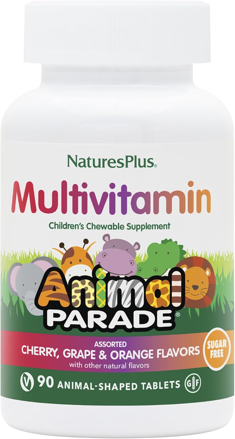 NaturesPlus Animal Parade Multivitamínico Infantil Sin Azúcar - 90 Comprimidos Masticables