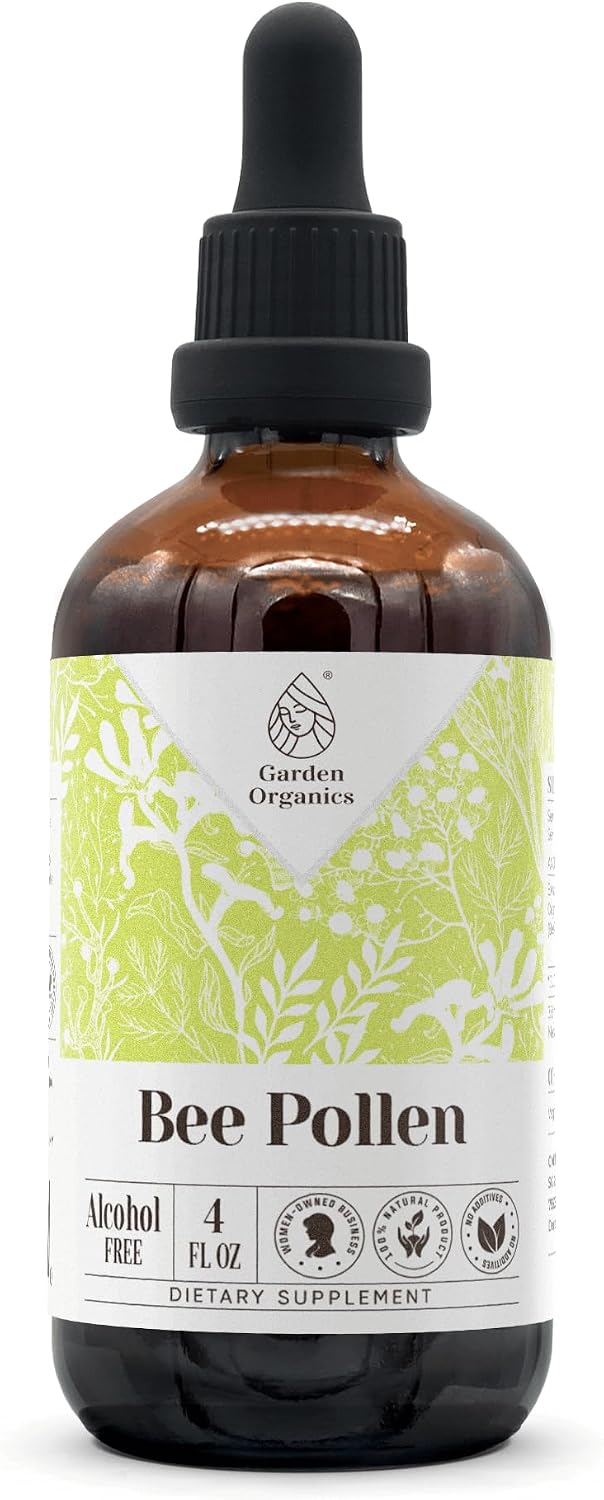 Bee Pollen Alcohol-Free Natural Tincture Extract, Immune System Booster, Liquid Drops Made from 100% Bee Pollen (4 fl oz)