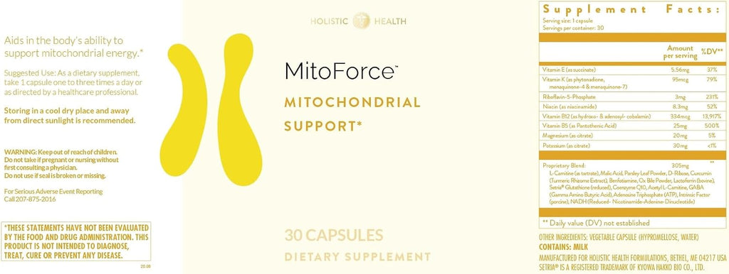 Holistic Health MitoForce Apoyo Mitocondrial 30 Cápsulas