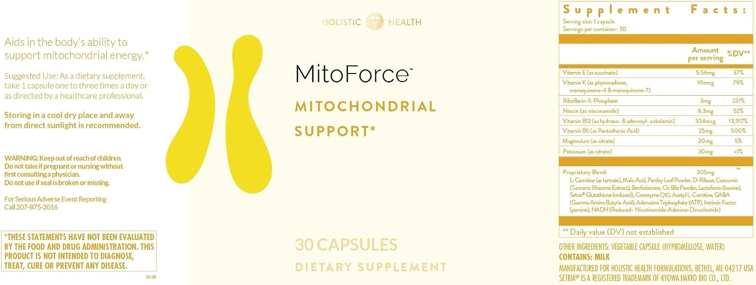 Holistic Health MitoForce Apoyo Mitocondrial 30 Cápsulas