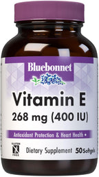 Bluebonnet Nutrition Vitamina E 400 UI (268 mg) con Tocoferoles Mixtos, 50 Cápsulas Blandas
