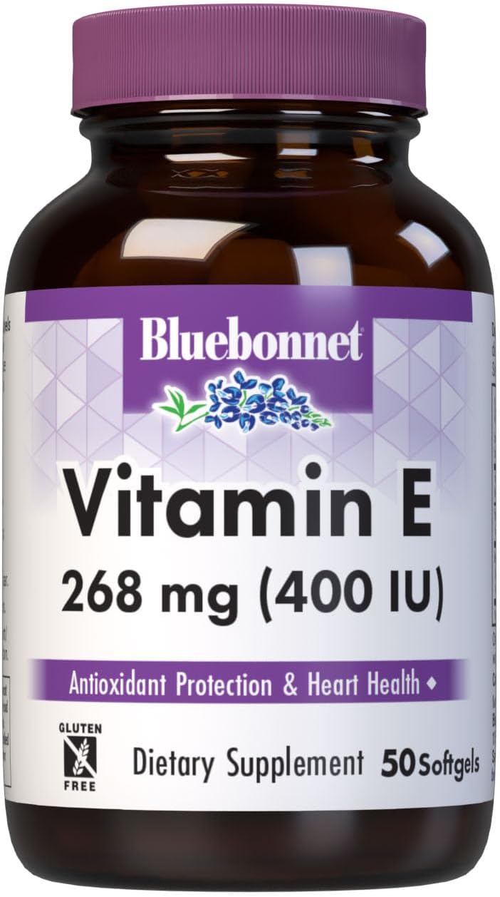Bluebonnet Nutrition Vitamina E 400 UI (268 mg) con Tocoferoles Mixtos, 50 Cápsulas Blandas