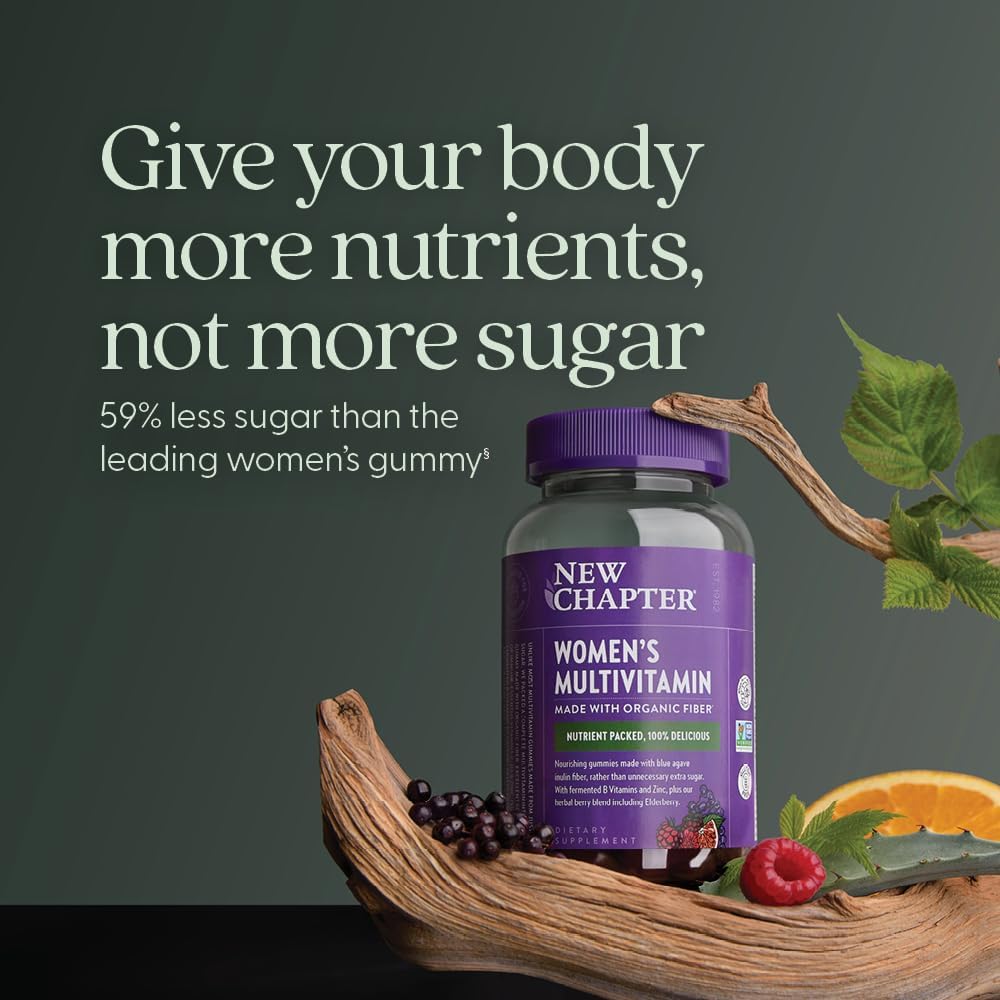 New Chapter Multivitamínico Mujer Gomitas - 59% Menos Azúcar, con Vitamina C, D3 y Zinc, 75 unidades
