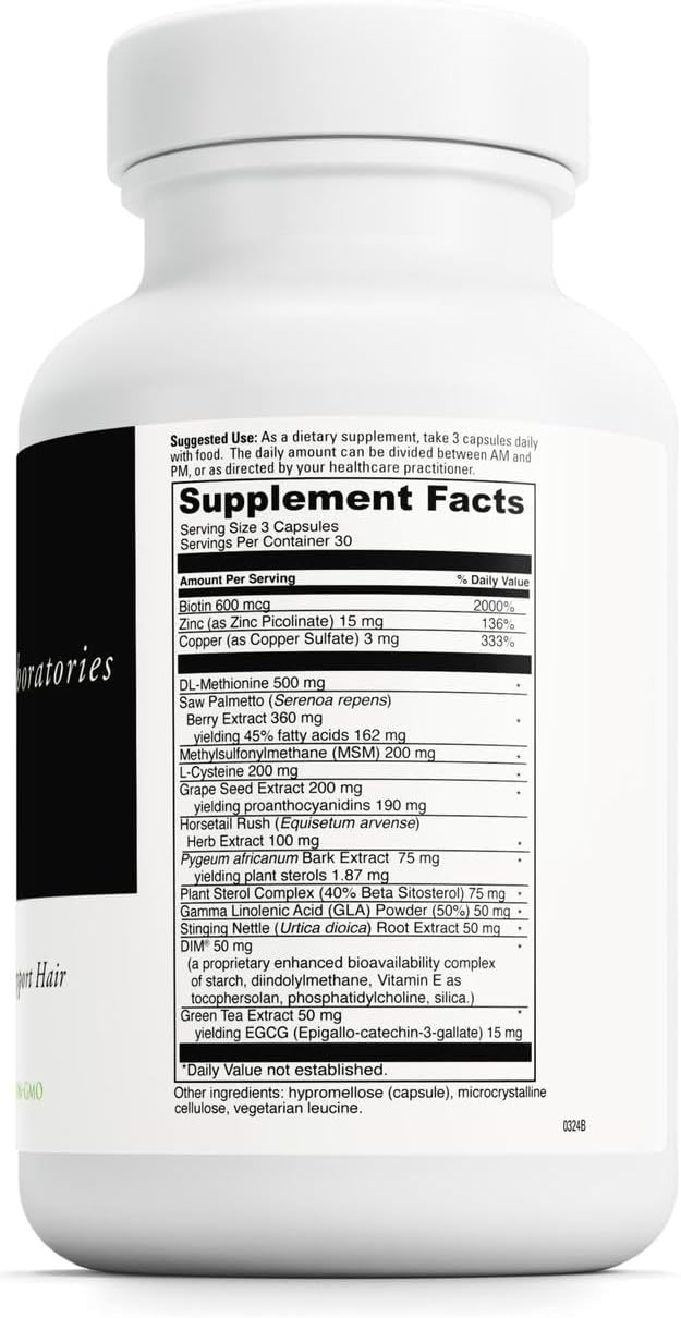 DAVINCI Labs Hair Effects - Hair Supplement with Biotin, Zinc, and Saw Palmetto - 90 Vegetable Capsules