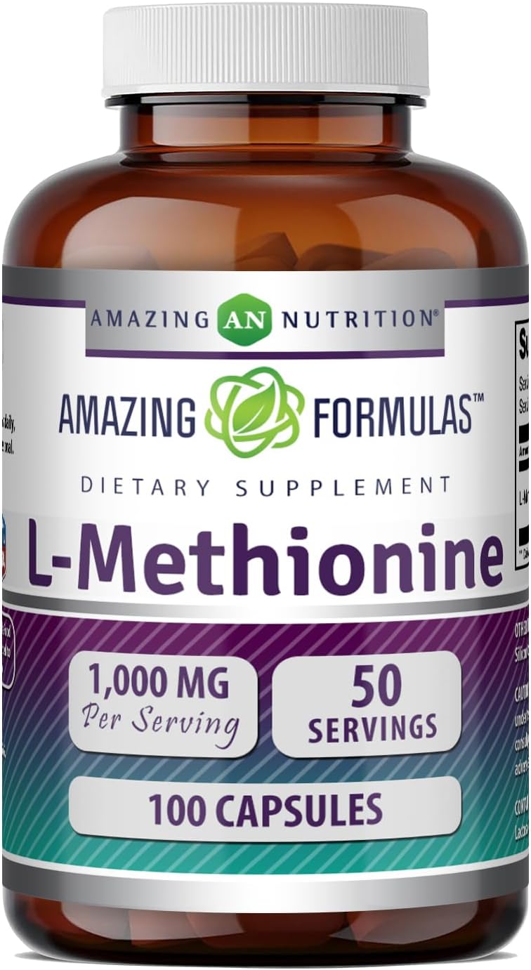 L-Metionina 1000 mg, 100 Cápsulas - Amazing Nutrition