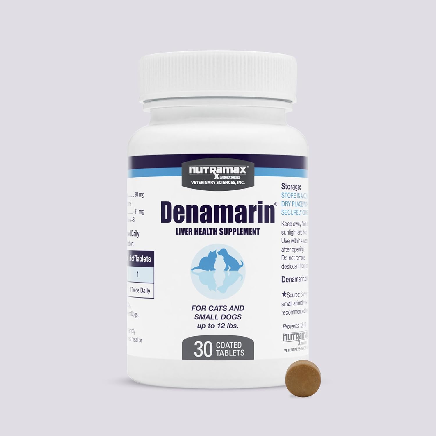 Nutramax Denamarin para Perros Medianos – Suplemento Hepático con SAMe y Silibina, 30 Comprimidos