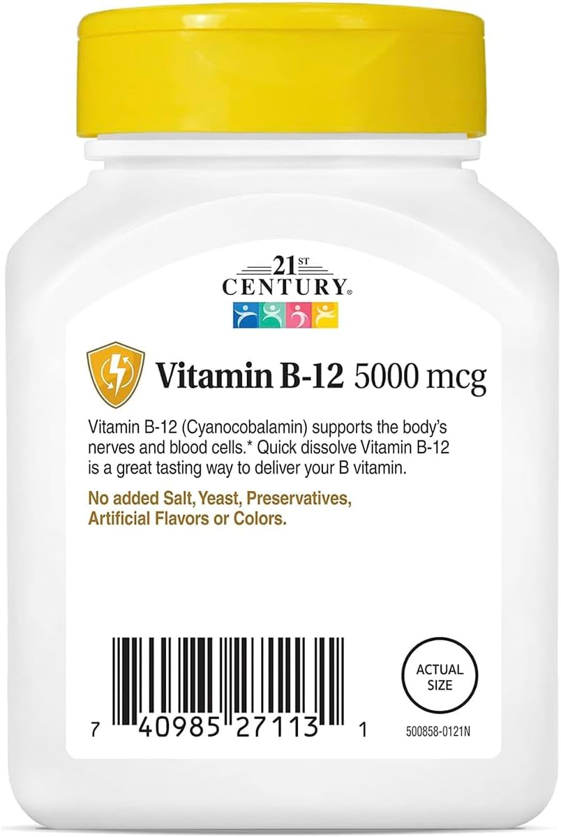 21st Century Vitamina B12 5000 mcg Sublingual Sabor Cereza
