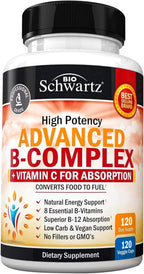 Complejo de Vitaminas B con Vitamina C - con Metilcobalamina B12 y Folato - Suplemento B1 B2 B3 B5 B6 B7 B9 - 60 Cápsulas