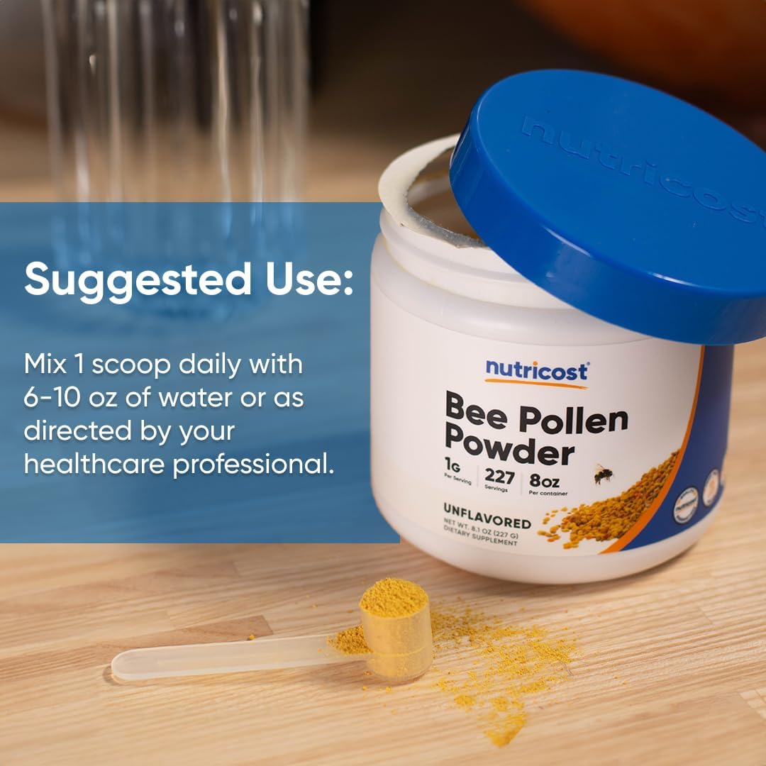 Nutricost Polen de Abeja en Polvo (227 g) - Sin Sabor, Sin Gluten, No GMO, Suplemento Alimenticio Vegetariano