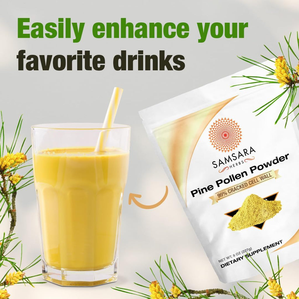 Samsara Herbs Pine Pollen Powder - Cosecha Silvestre, 99% Pared Celular Rota (227g)