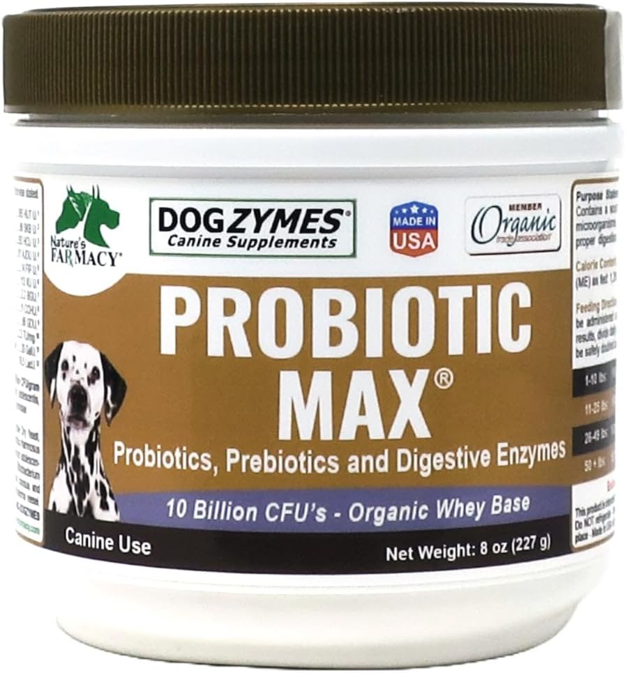 Dogzymes Probiotic Max - 10 Billion CFU, Probiotics, Prebiotics & Digestive Enzymes - (227 g)