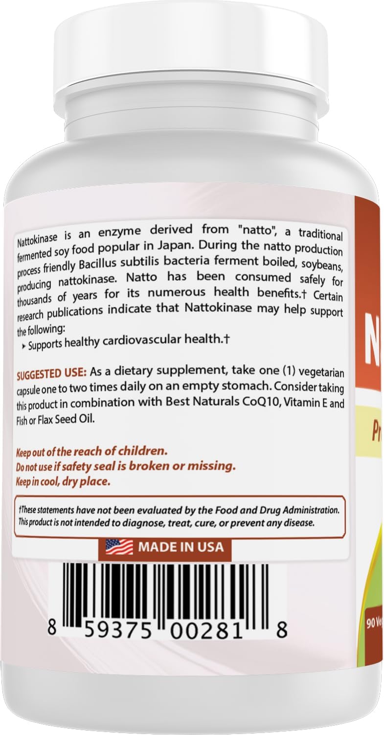 Best Naturals Nattokinase, 2000 FU, 100 mg, 90 Cápsulas Vegetarianas