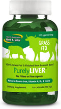 NORTH AMERICAN HERB & SPICE PurelyLiver - 150 Cápsulas - Hígado de Res 100% Alimentado con Pasto de Nueva Zelanda con Vitamina A, B12 y Hierro - 30 Porciones