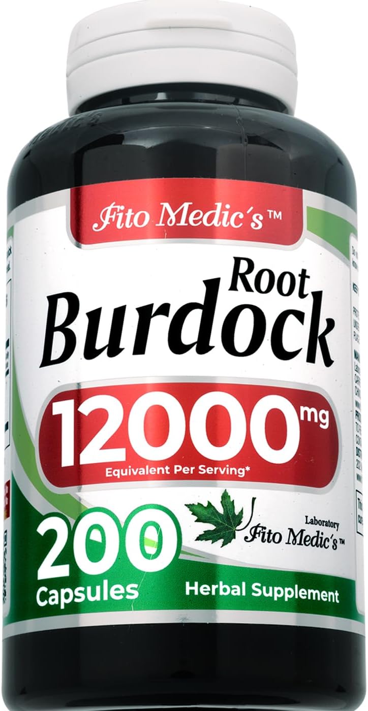 FITO MEDIC'S Lab Raíz de Bardana Orgánica - 200 Cápsulas - 12000 mg - Alta Absorción