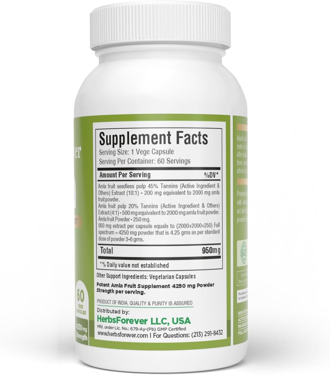 Herbsforever Amla (Grosella India) – 60 Cápsulas Veganas de 950mg
