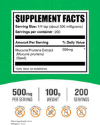 BulkSupplements Mucuna Pruriens Extracto en Polvo - 500mg por ración, 100g