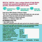 Revital Biotin+ con Amla y Bloqueadores de DHT | Biotina, Amla, Zinc, Vitamina E y Ácido Pantoténico | Apoya la fuerza del cabello y la salud de la piel | 50 Comprimidos