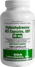 Diphenhydramine 50mg Alivio para la Alergia - 1000 Comprimidos