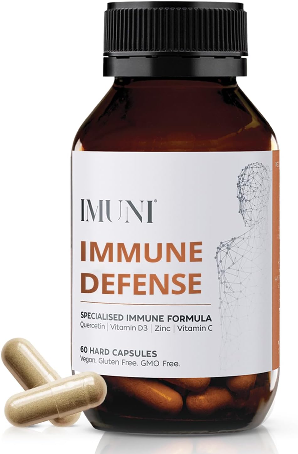 IMUNI Apoyo Alergias e Inmunidad - Quercetina, Vitamina C, Zinc y D3 - 60 Cápsulas Veganas