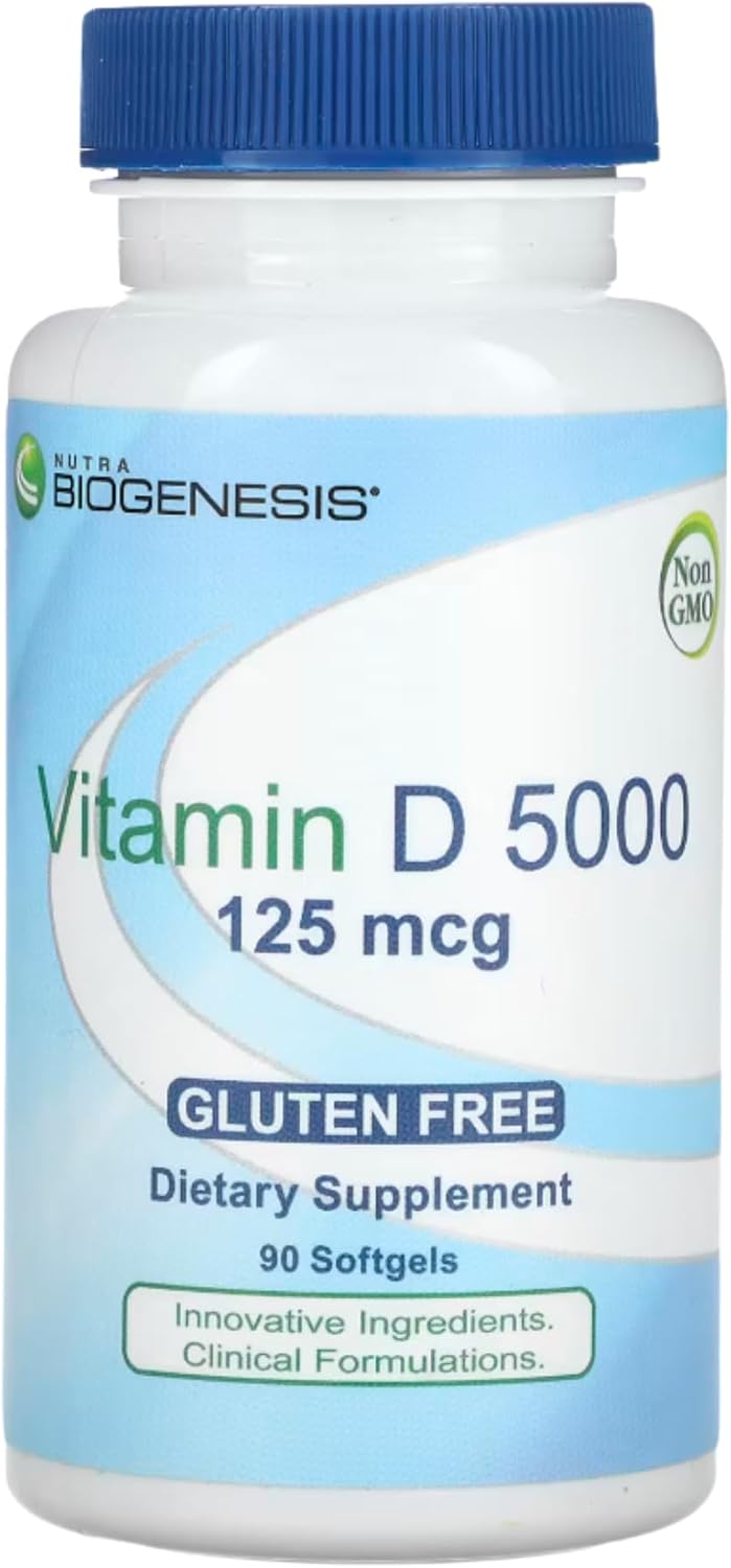 Nutra BioGenesis Vitamina D3 5000 UI - Suplemento de Vitamina D3 con Aceite de Oliva - 90 Cápsulas Blandas