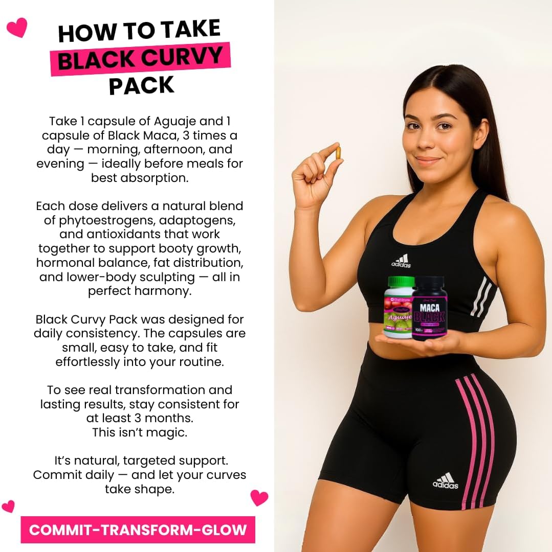 Aguaje y Maca Negra en Cápsulas para Mujer - Pack Curvy Negro - Curvy Fruit