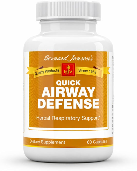 Bernard Jensen's Quick Airway Defense - 440 mg, 60 Cápsulas de Tapioca - Suplemento Herbal para el Apoyo Respiratorio