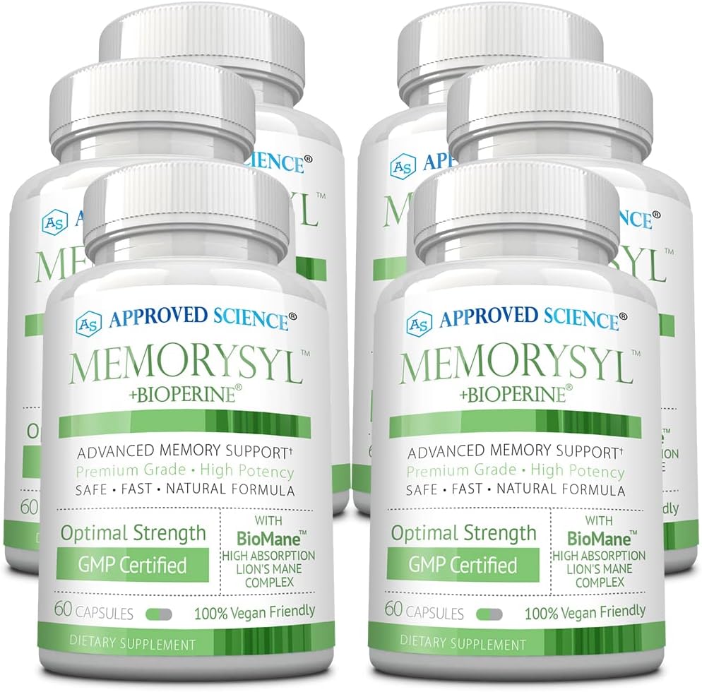 Approved Science MemorySyl - Suplemento para la memoria con Lion's Mane y BioPerine - 60 Cápsulas