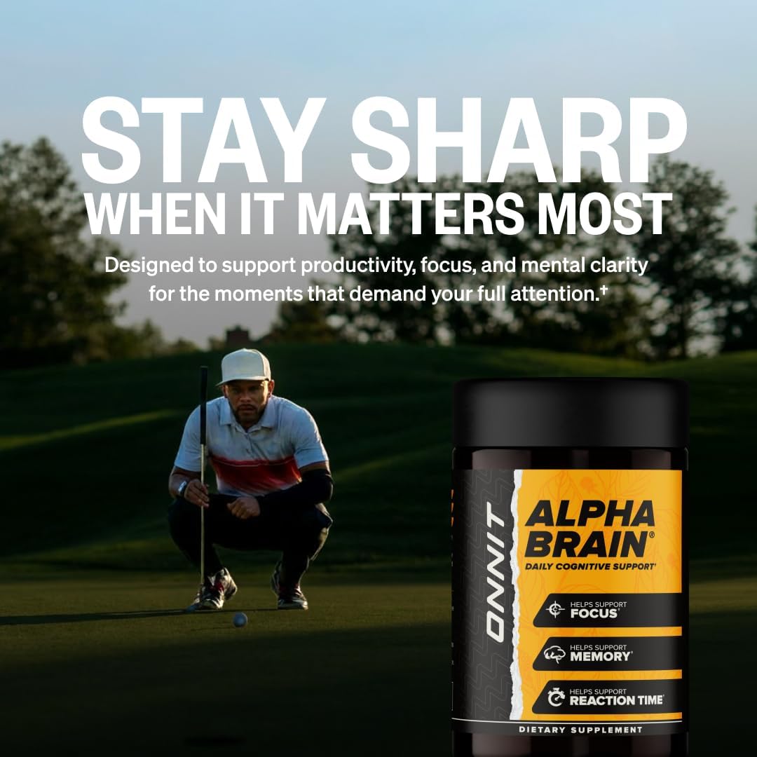 ONNIT Alpha Brain - Suplemento Nootrópico para Concentración, Memoria y Claridad Mental con L-Teanina y Vitamina B6, 30 Cápsulas