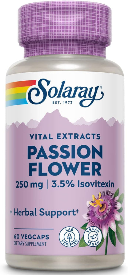 Solaray Extracto de Flor de Pasión, 250 mg, 60 Cápsulas – Image 1