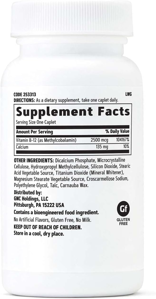 GNC Methyl B12 2500 mcg - Suplemento de Metilcobalamina, 100 Comprimidos