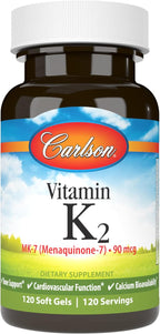 Carlson – Vitamina K2 MK-7 (Menaquinona), 180 mcg, 90 Softgels