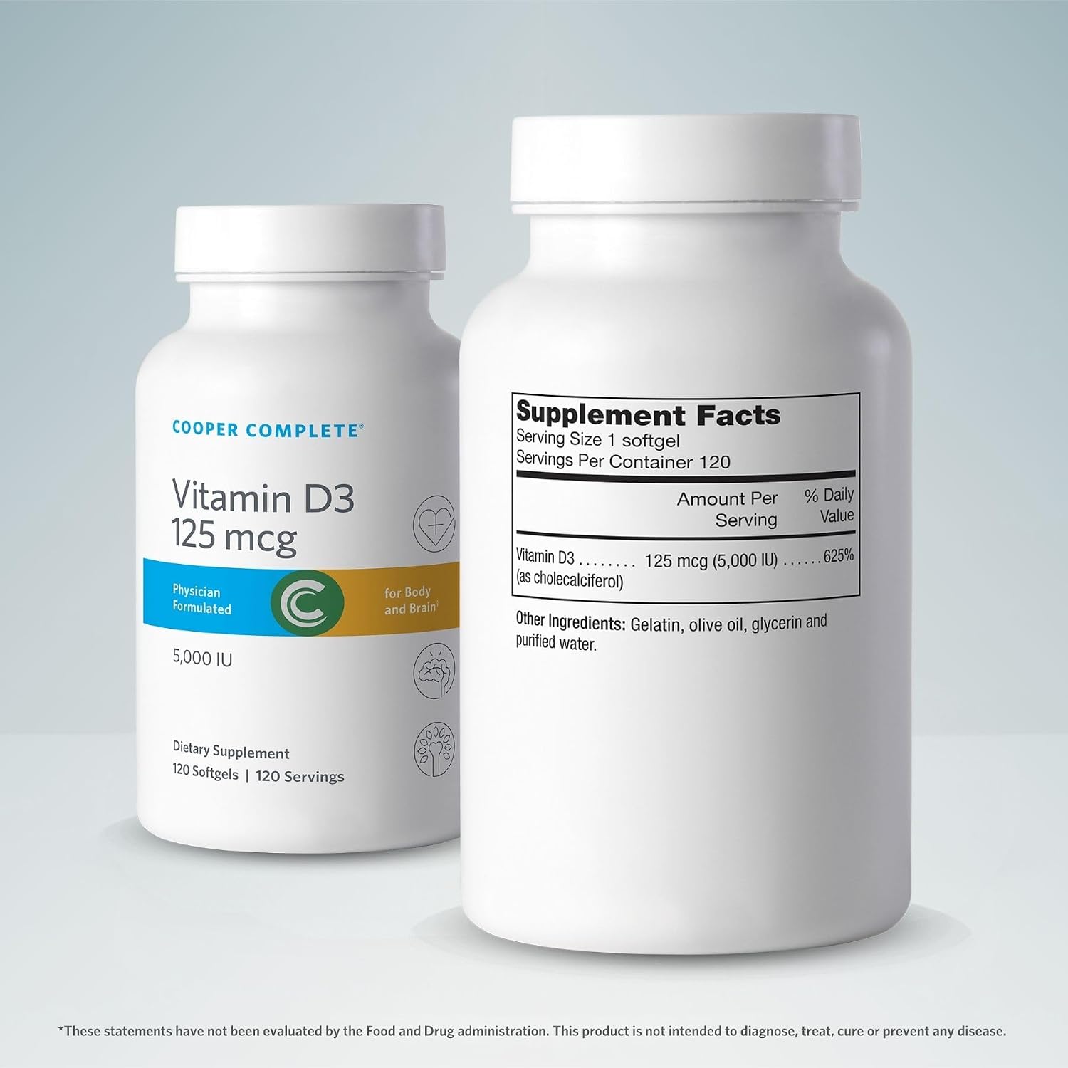 Cooper Complete Vitamina D3 5000 UI, Colecalciferol, 120 Cápsulas Blandas