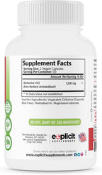 eXplicit Supplements Berberina HCl Natural 1200mg 60 Cápsulas