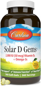 Carlson Solar D Gems - Vitamin D3 2000 IU and Omega-3, 360 Softgels