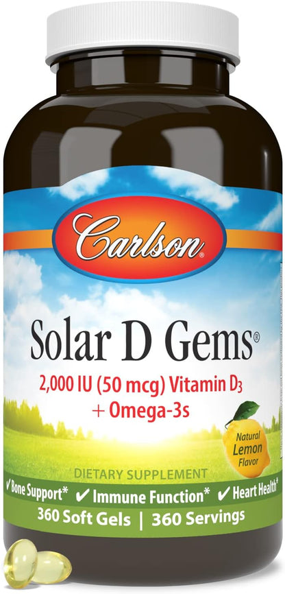 Carlson Solar D Gems – Vitamina D3 2000 IU y Omega-3, 360 Cápsulas Blandas – Image 5