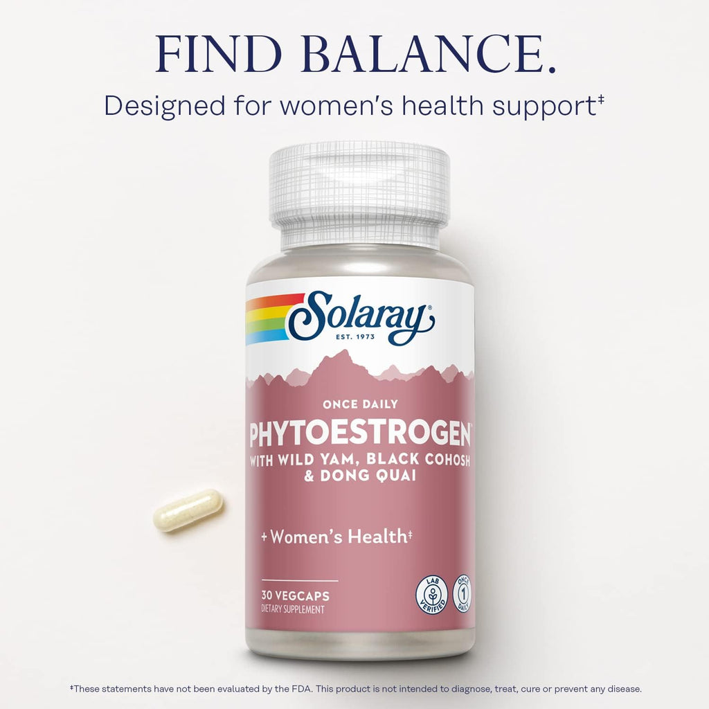 SOLARAY Fitoestrógenos Una Vez al Día - Suplemento para Mujeres con Cohosh Negro, Dong Quai, Ñame Silvestre e Isoflavonas de Soja